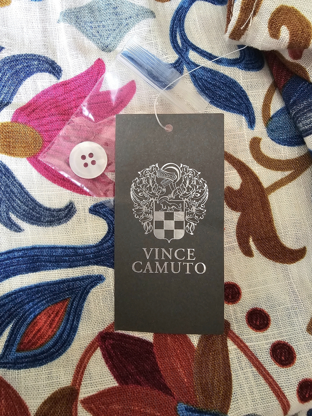 Vince Camuto Cream Floral Sleeveless Peplum Top with Blue and Pink Accents NWT - Picture 14 of 16